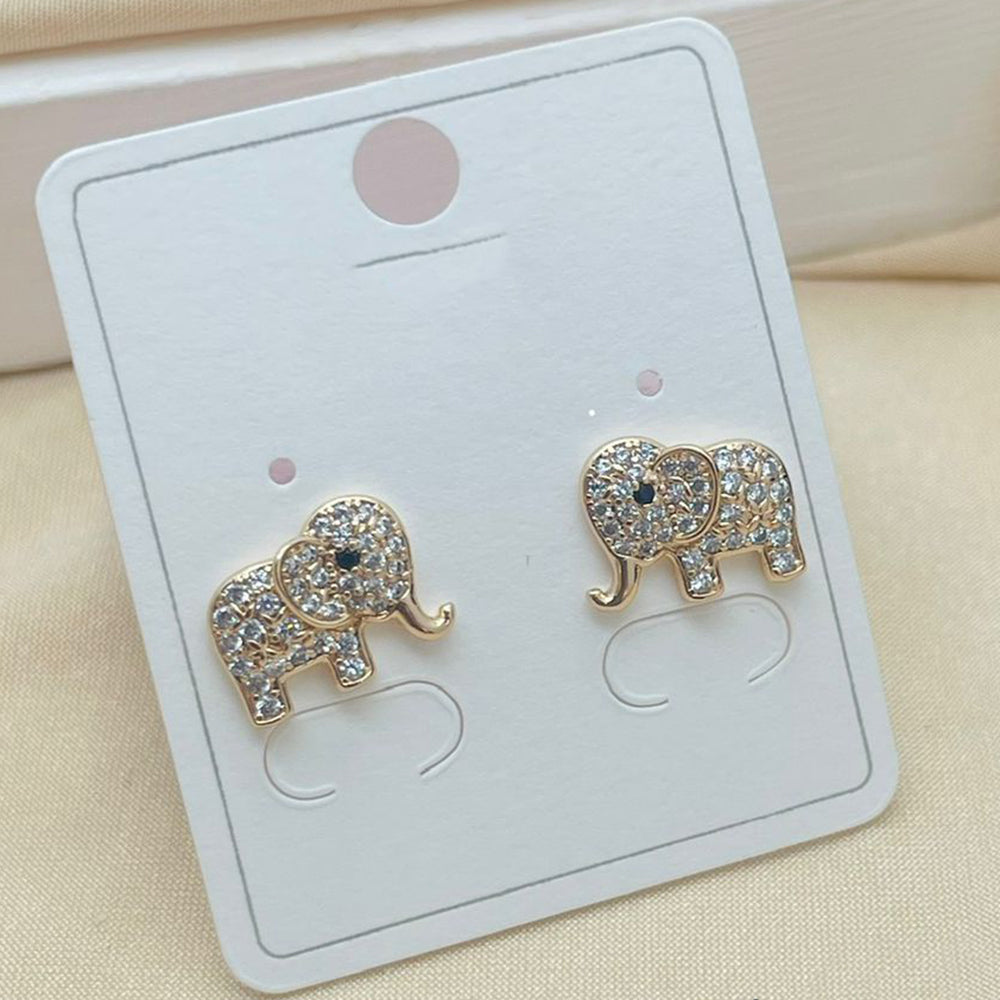 Klitz Cute Elephant Austrian Stone Stainless Steel Stud Earrings