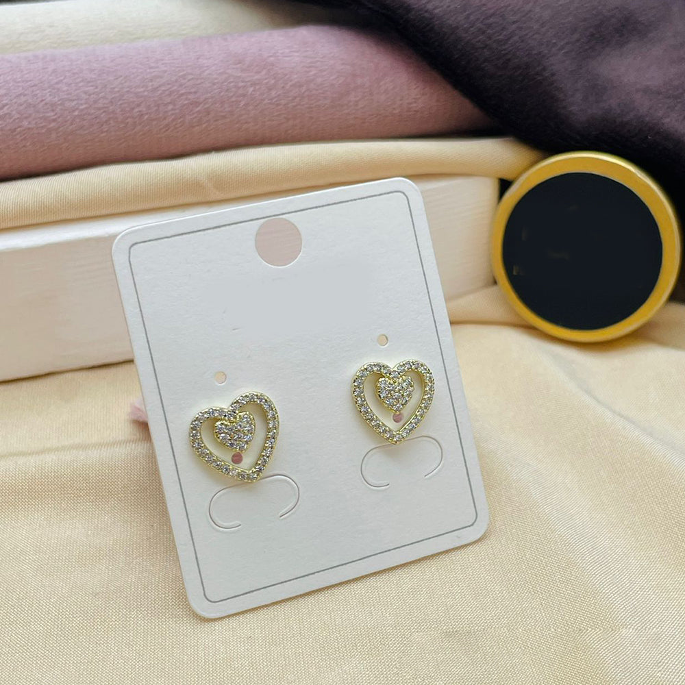 Klitz Stylish Stainless Steel Austrian Stone Heart Shape Studs Earrings