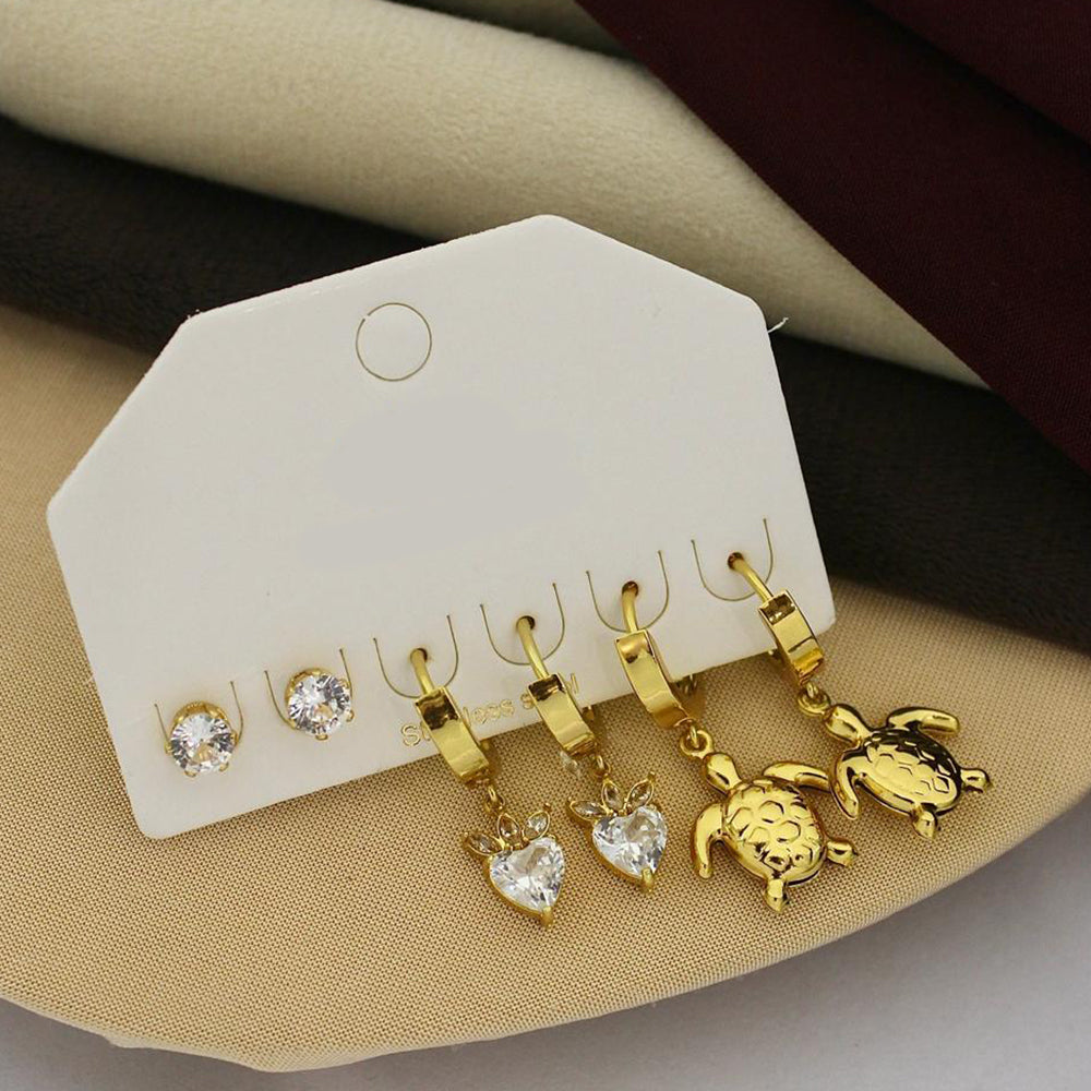 Klitz Designer Crystal Stone Studs Earrings Multi Set (Assorted Desing) (Pack of 12)