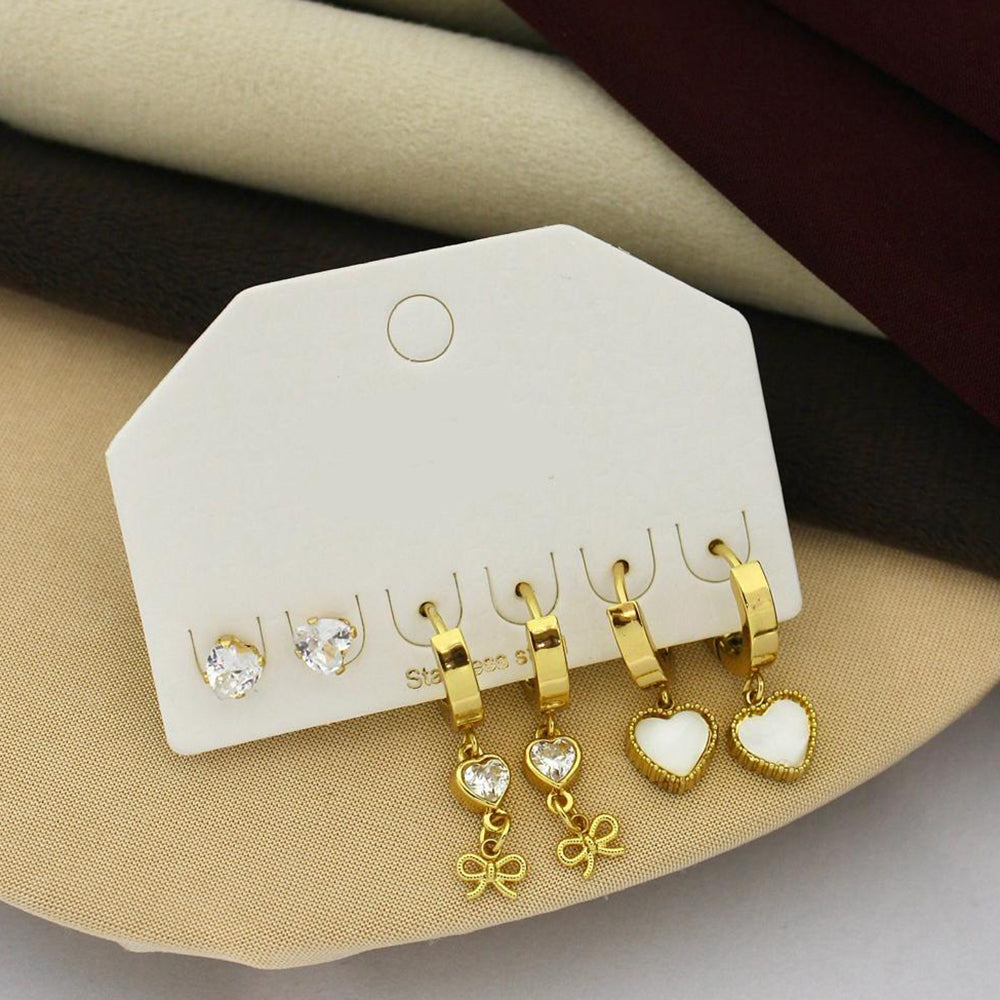 Klitz Designer Crystal Stone Studs Earrings Multi Set (Assorted Desing) (Pack of 12)