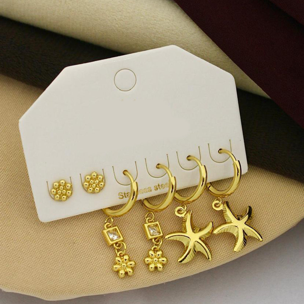 Klitz Designer Crystal Stone Studs Earrings Multi Set (Assorted Desing) (Pack of 12)