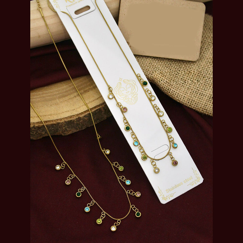 Klitz Premium Stainless Steel Multi Color Austrian Stone Necklace (Pack of 12)