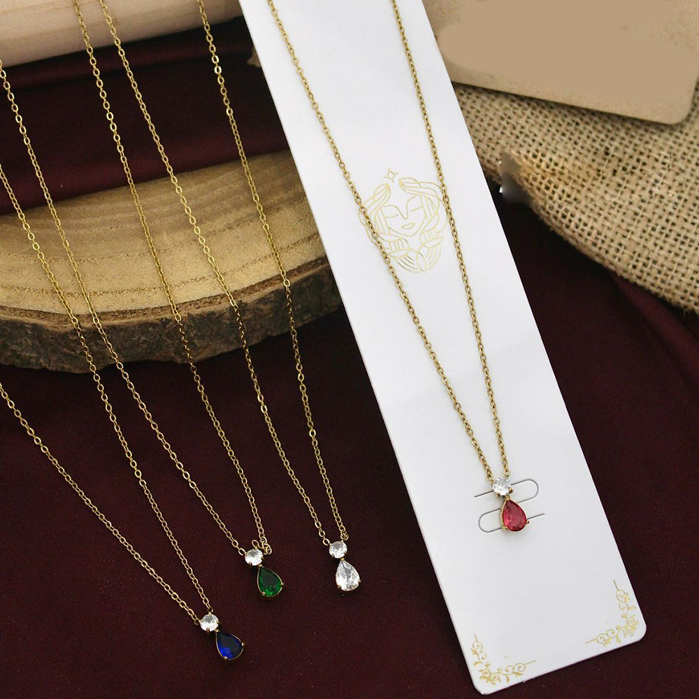 Klitz Premium Stainless Steel Crystal Stone Chain Necklace (Pack of 12)