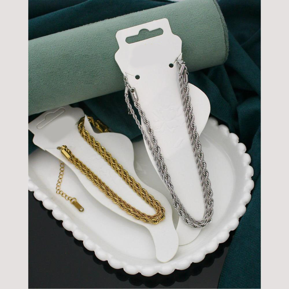 Klitz Stylish Stainless Steel Layered Anklet / Payal (Pack of 12)