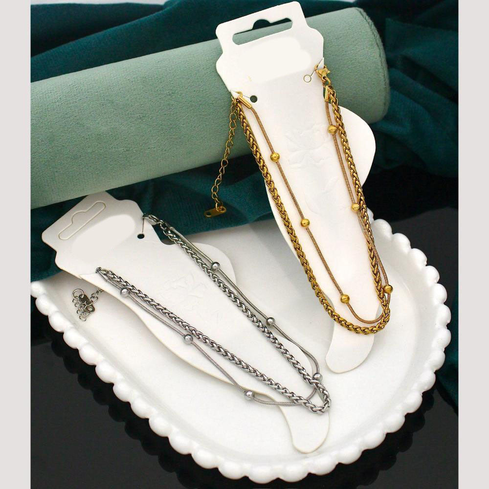 Klitz Stylish Stainless Steel Layered Anklet / Payal (Pack of 12)