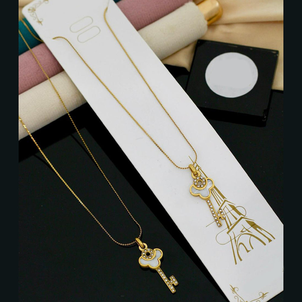 Klitz Glam Key Design Austrian Stone Necklace (Pack of 12)