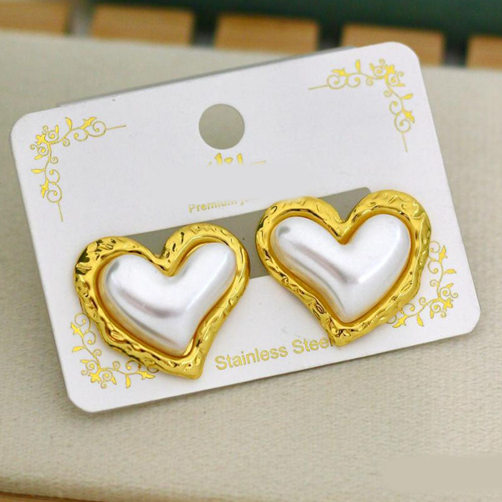Klitz Designer Heart Shape Studs Earrings (Pack of 12)