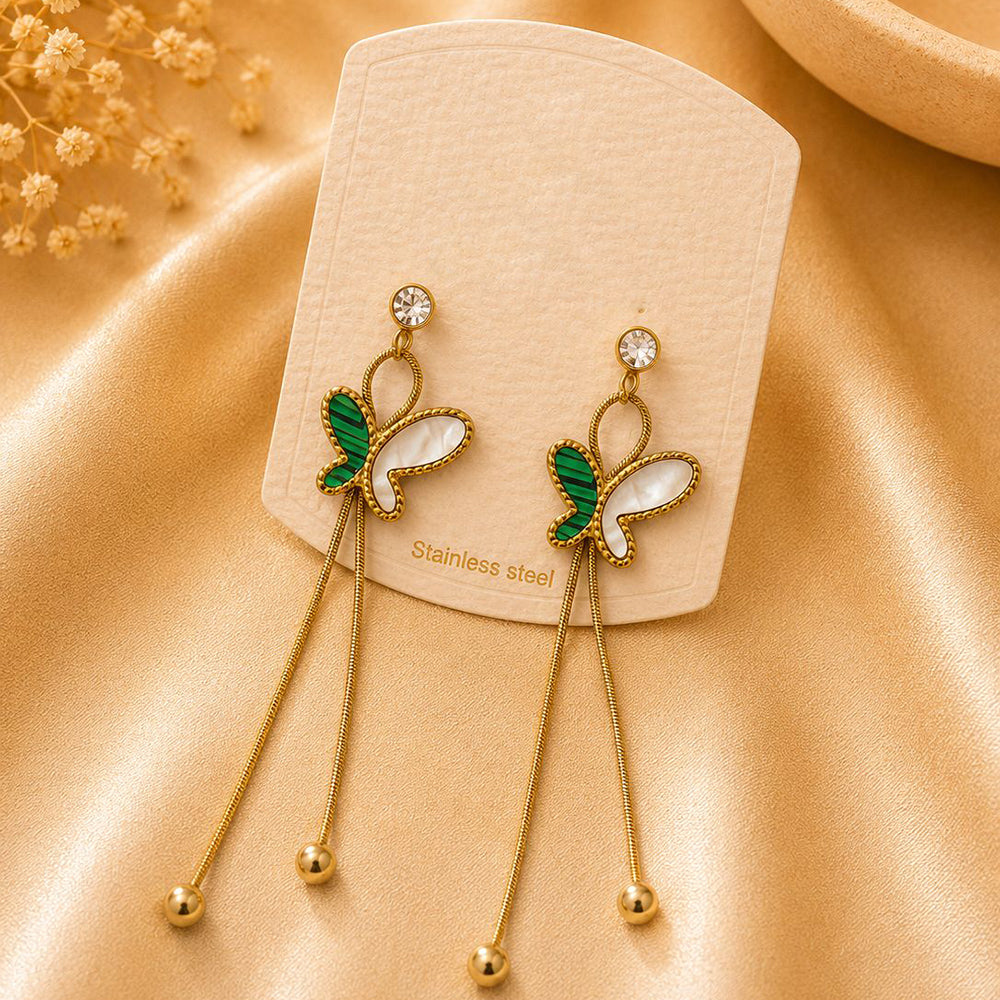 Klitz Elegant Butterfly Design Austrian Stone Dangler Earrings for Women (Pack of 12)