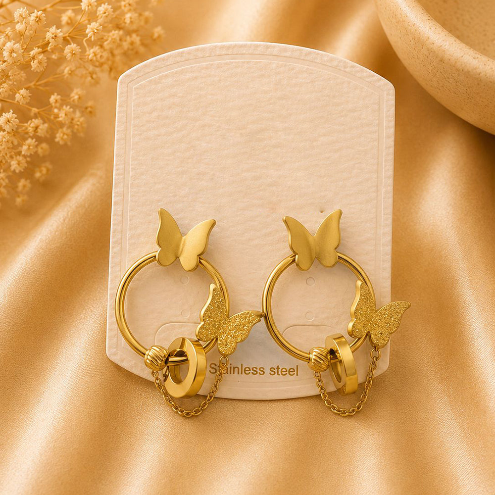 Klitz Elegant Butterfly Design Dangler Earrings for Women (Pack of 12)