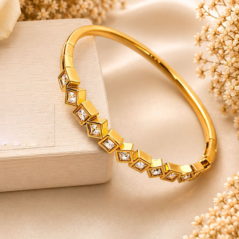 Klitz Pack Of 12 Gold Plated Austrian Stone Openable Kada