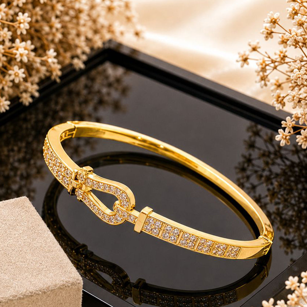 Klitz Pack Of 12 Gold Plated Loop Design Openable Kada
