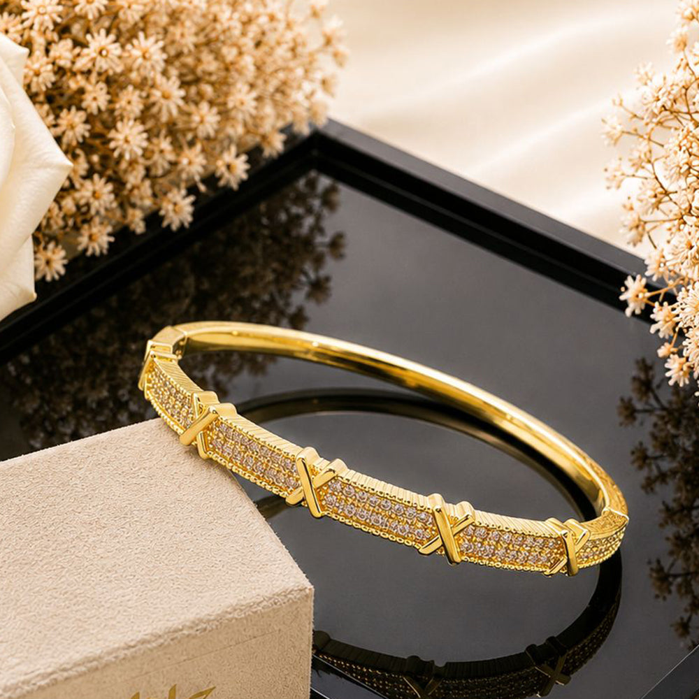 Klitz Pack Of 12 Gold Plated Austrian Stone Openable Kada