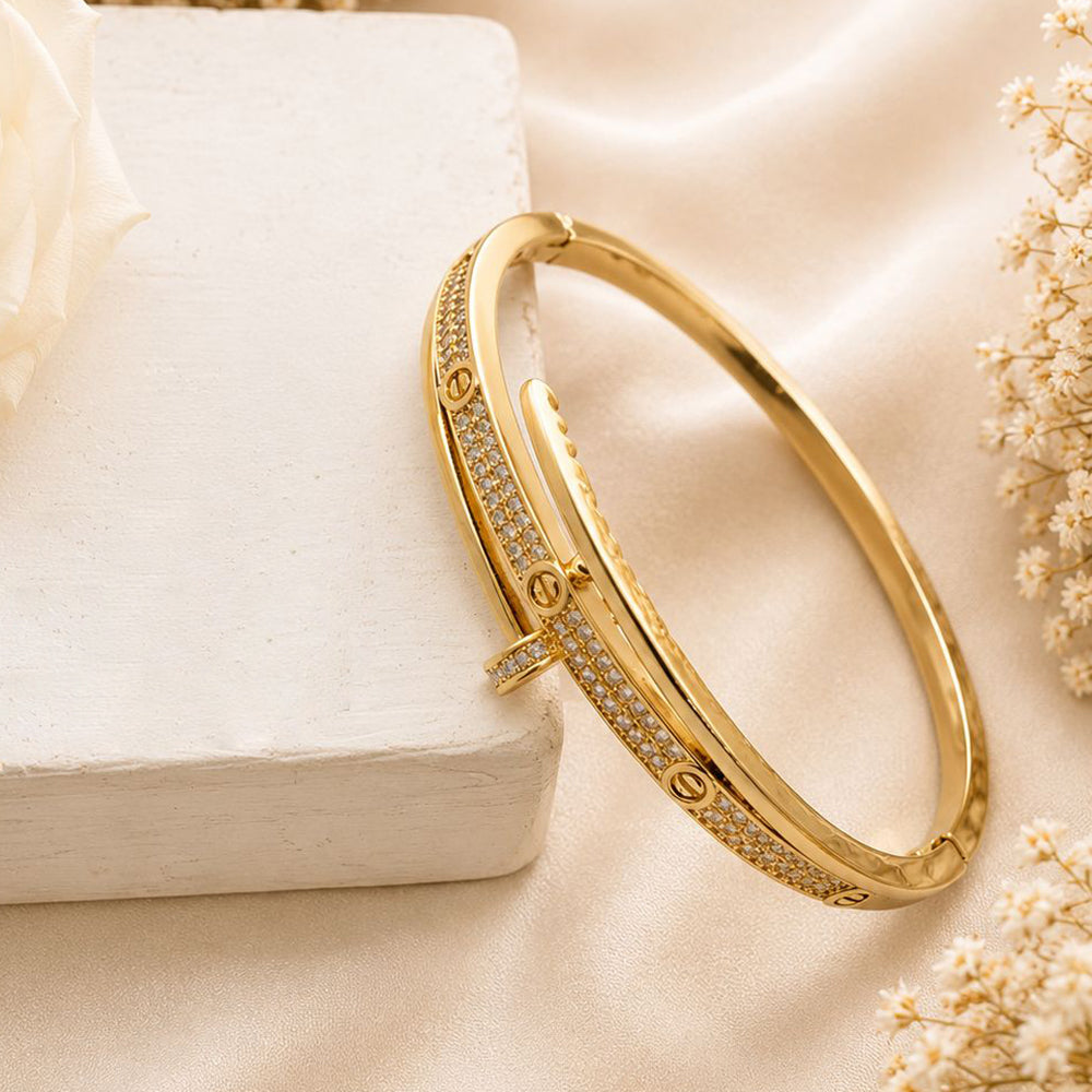 Klitz Pack Of 12 Gold Plated Austrian Stone Openable Kada