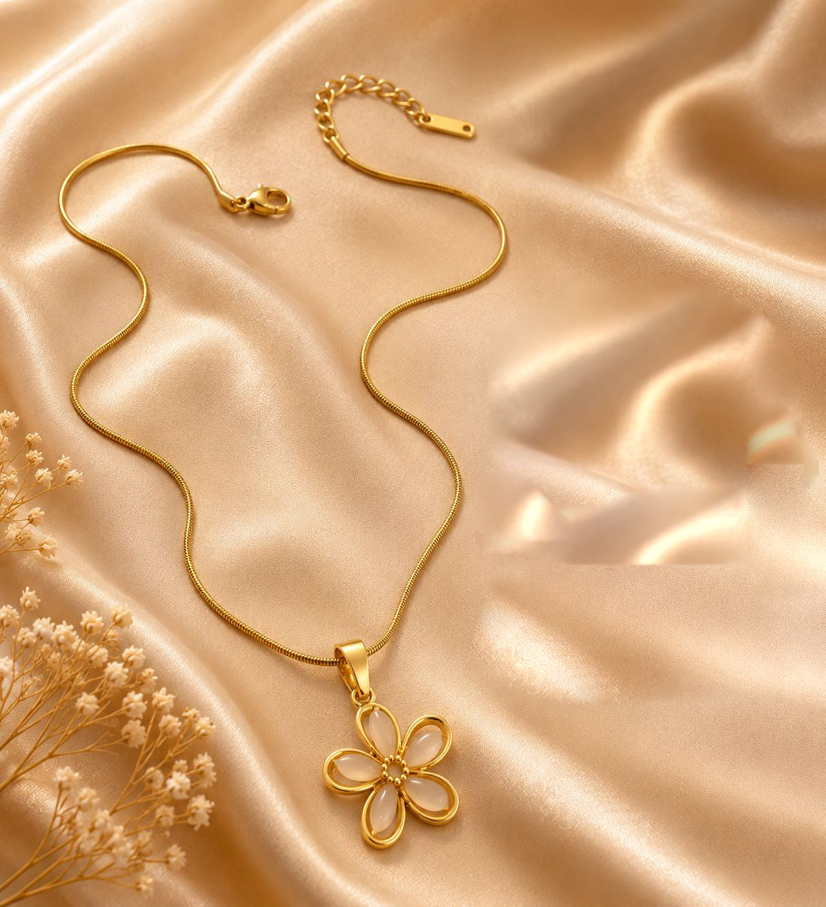 Klitz Fancy Stainless Steel Flower Design Necklace Set (Pack of 12)