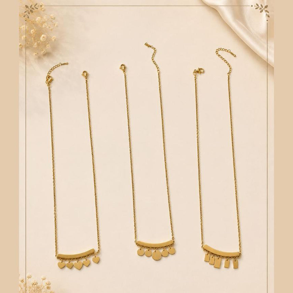 Klitz Fancy Stainless Steel Designer Necklace Set (Pack of 12) Assorted Design