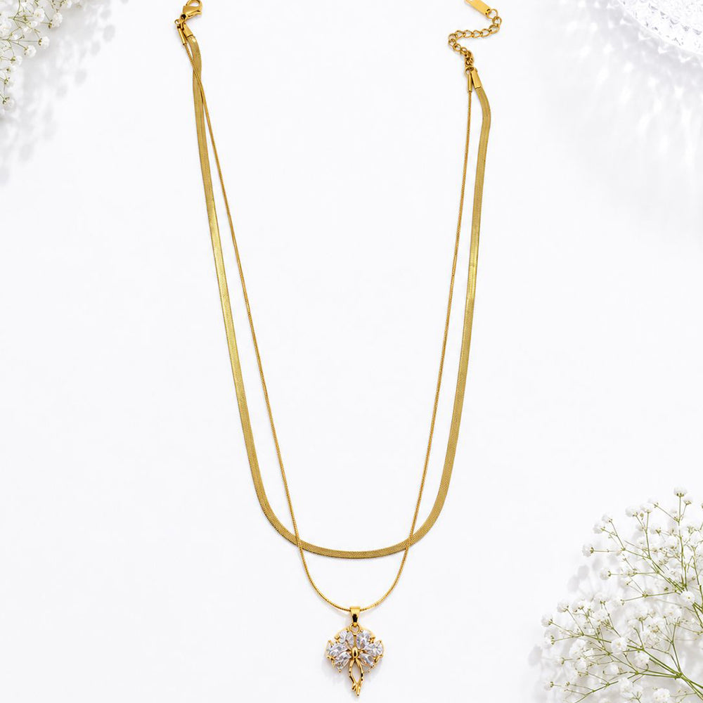 Klitz Premium Stainless Steel Herringbone And Beaded Chain Necklace