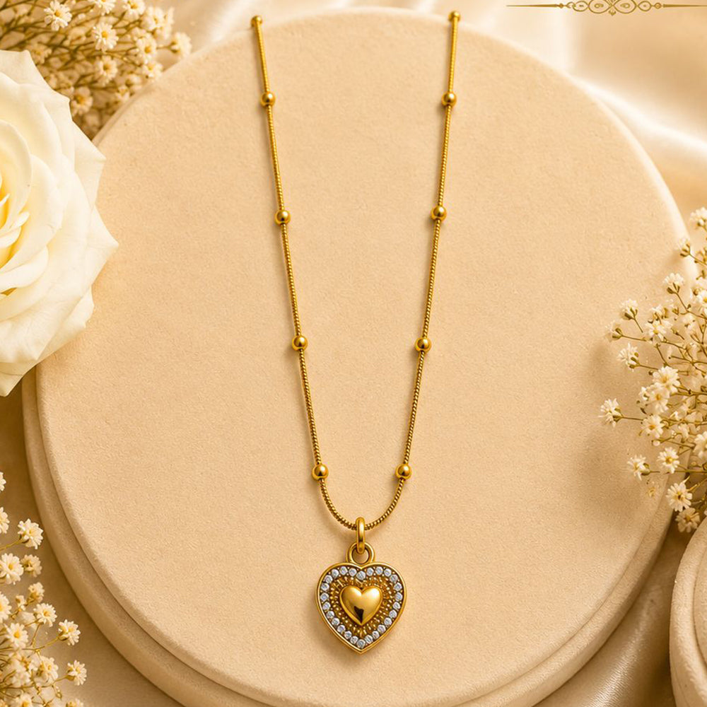 Klitz Premium Stainless Steel Heart Shape Austrian Chain Necklace