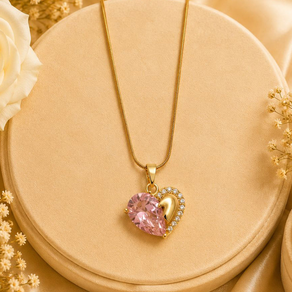 Klitz Premium Stainless Steel Heart Shape Austrian Chain Necklace