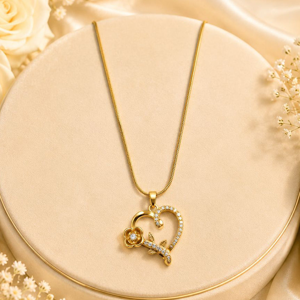 Klitz Premium Stainless Steel Heart Shape Austrian Chain Necklace