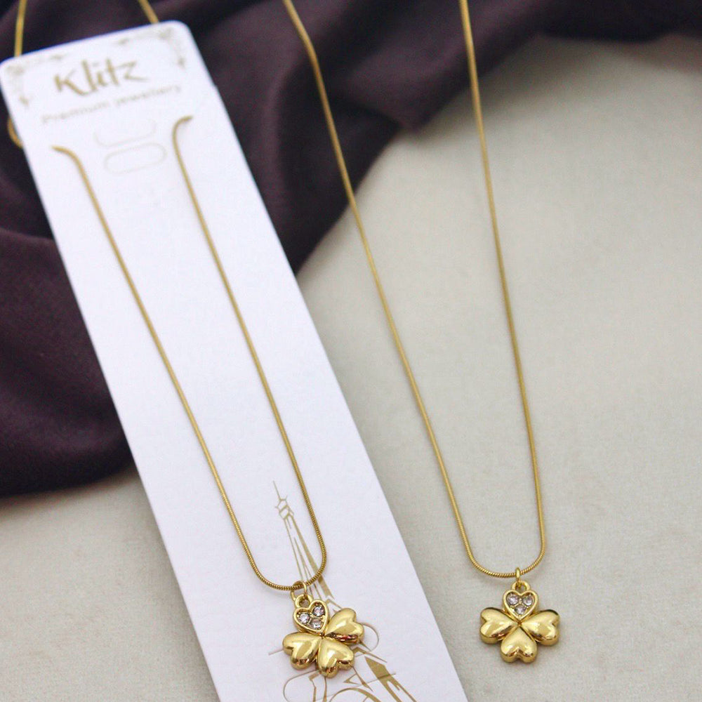 Klitz Stunning Gold Plated Austrian Stone Heart Chain Pendant