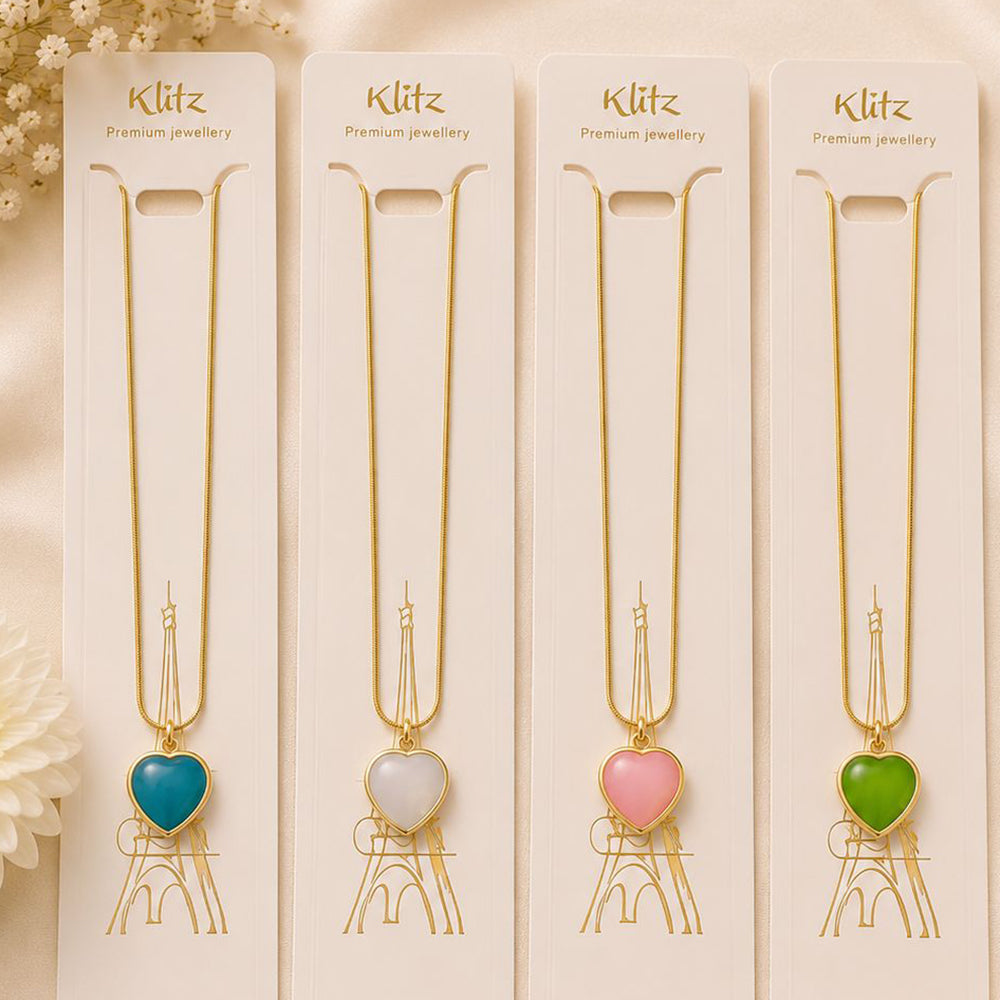 Klitz Premium Stainless Steel Crystal Stone Chain Necklace