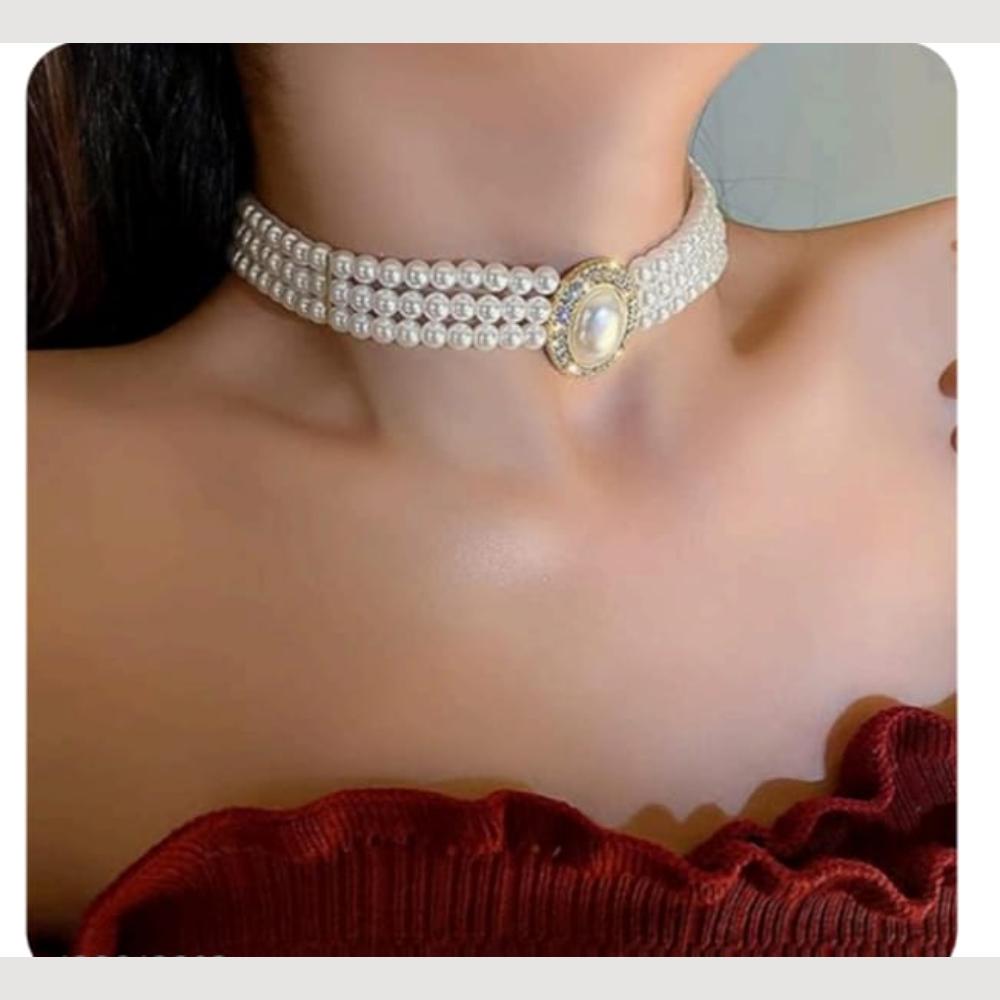 Dhirish International Classic Pearl Jewellery Choker Necklace