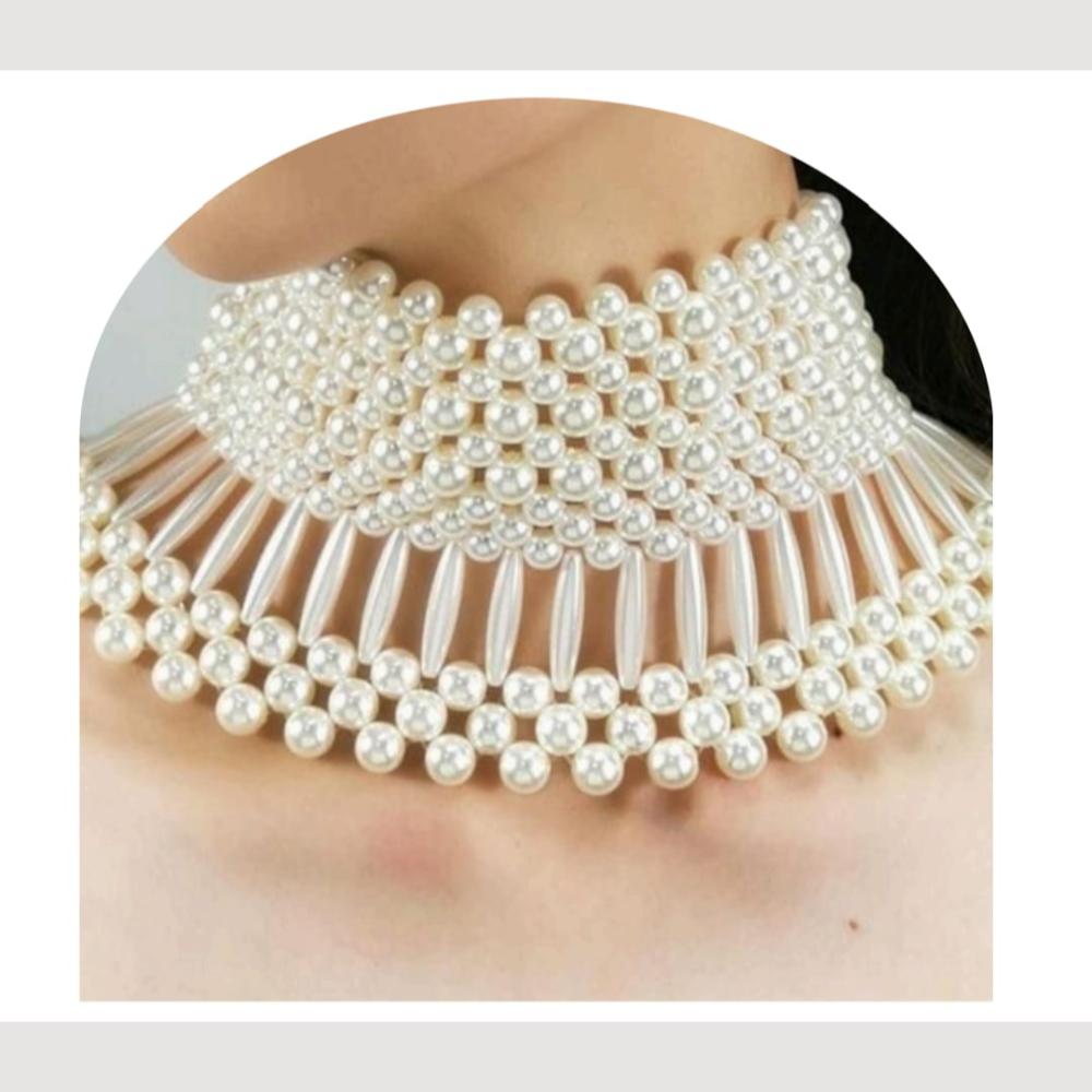 Dhirish International Classic Pearl Jewellery Choker Necklace