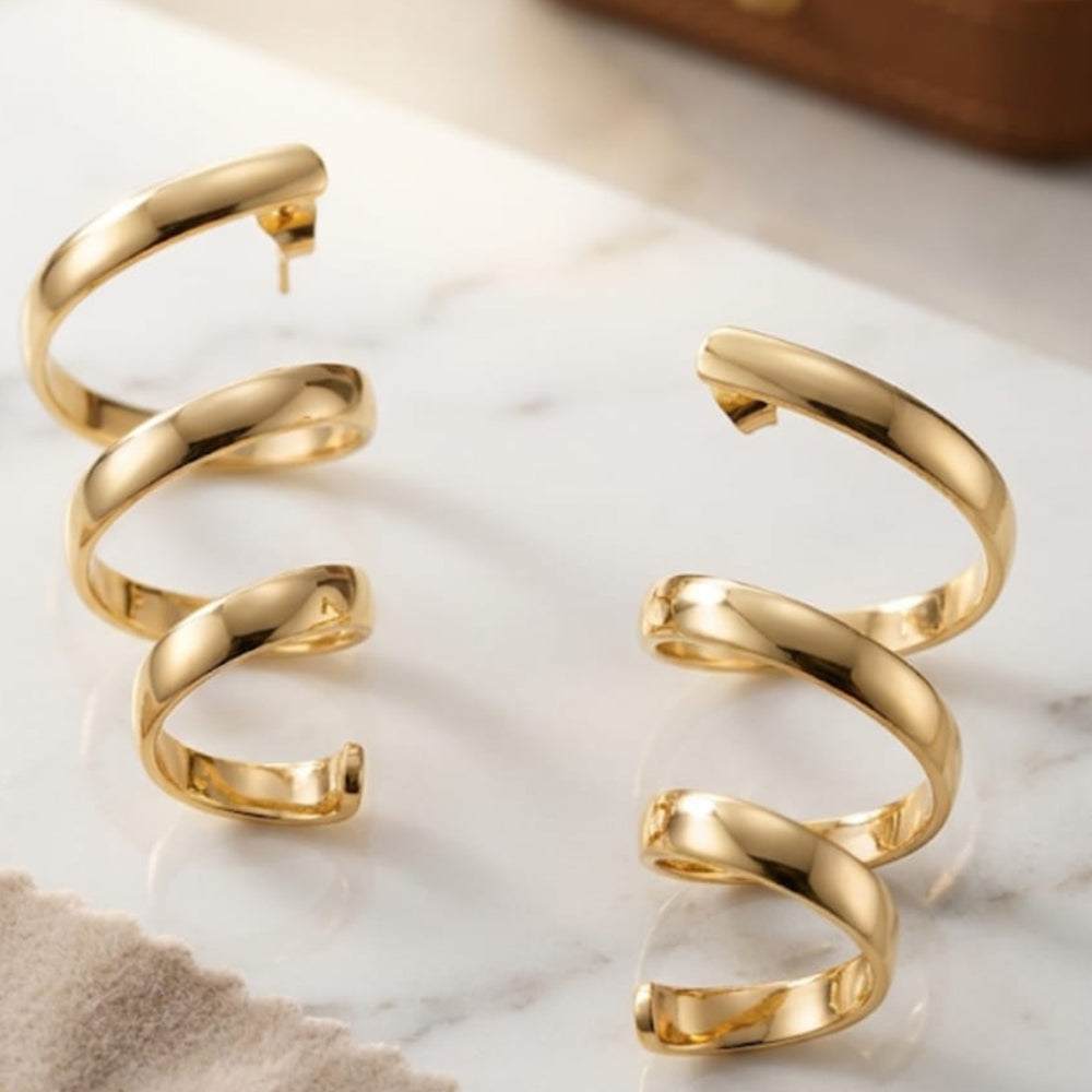 Dhirish International Gold Plated Brass Spiral Ear Cuffs