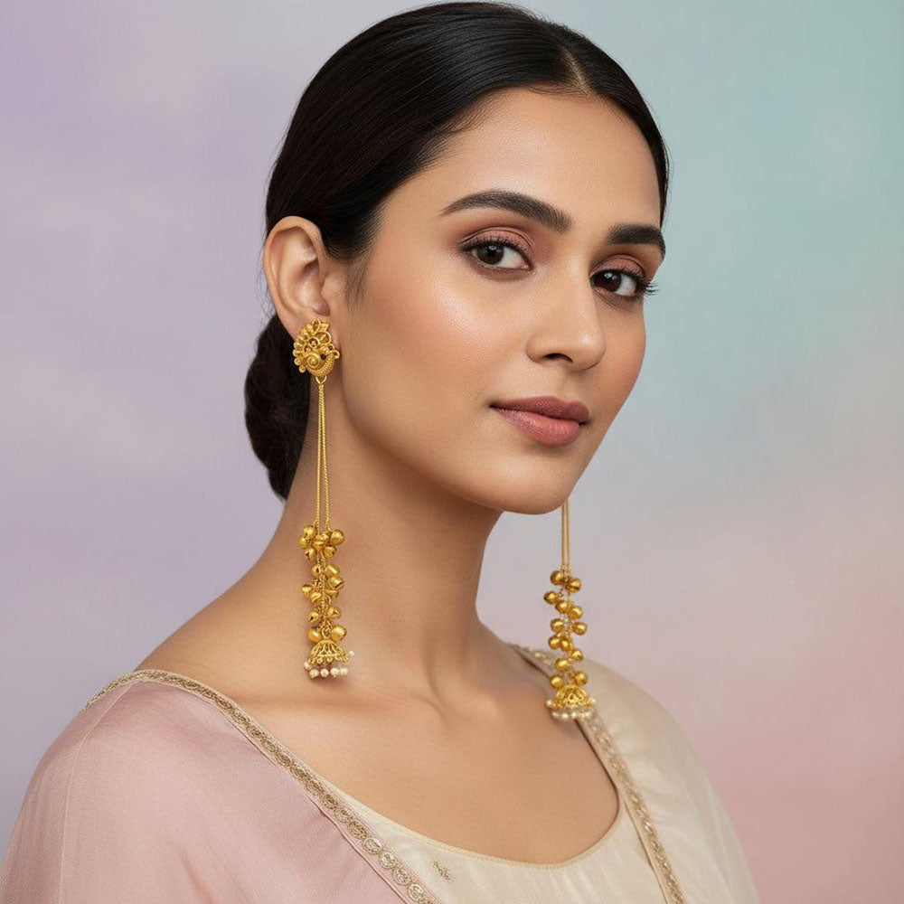 Dhirish International Trendy Peacock And Ghungroo Kashmiri Dangler Earrings