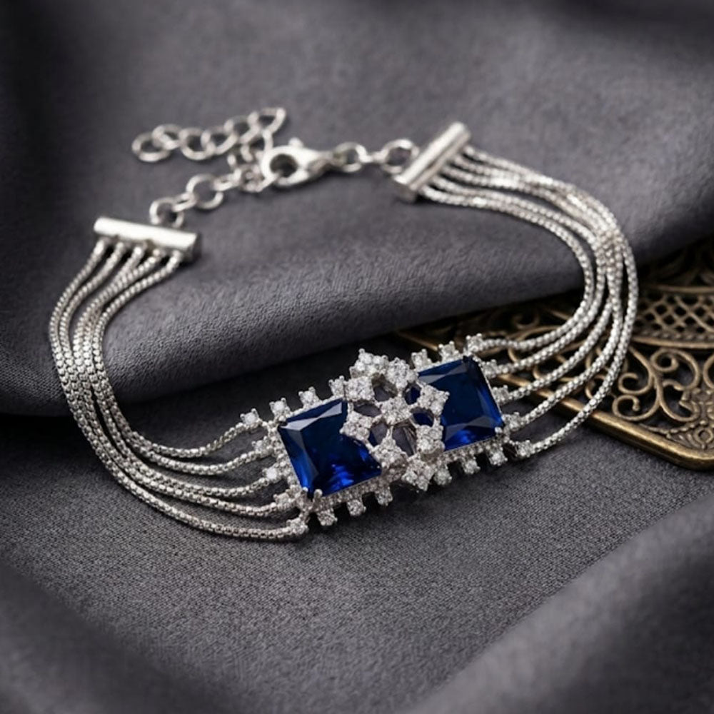 Dhirish International Elegant Silver Austrian Stone Bracelet