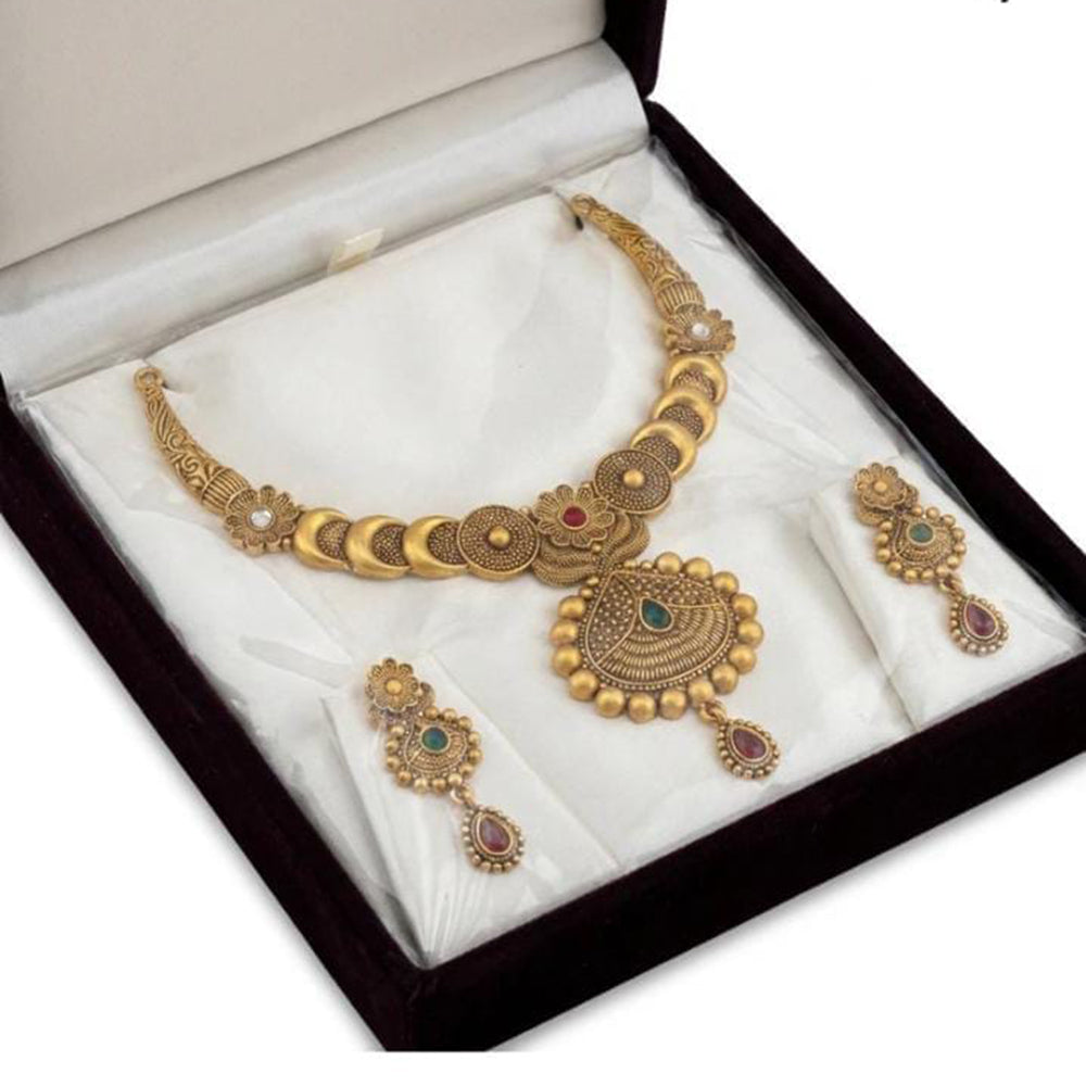 Dhirish International Pota Stone Designer Necklace Set for Women