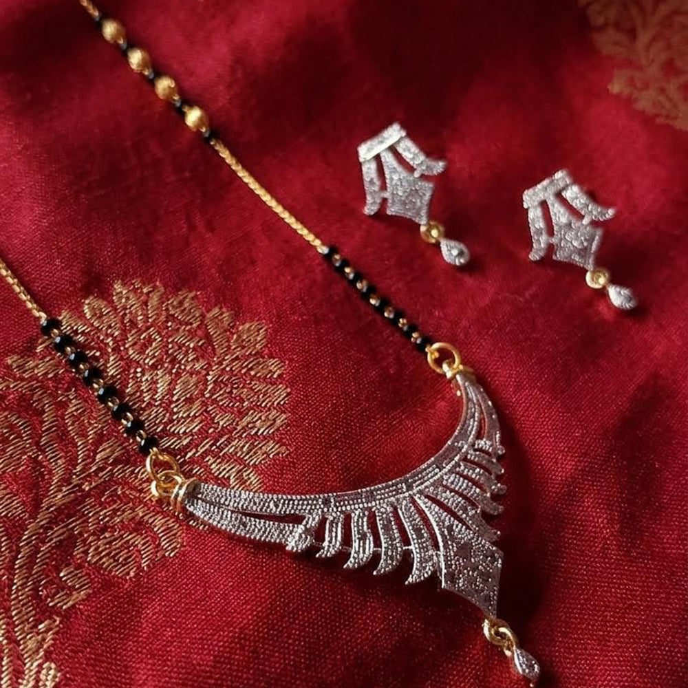 Dhirish International Beautiful Austrian Stone And Balack Beads Mangalsutra