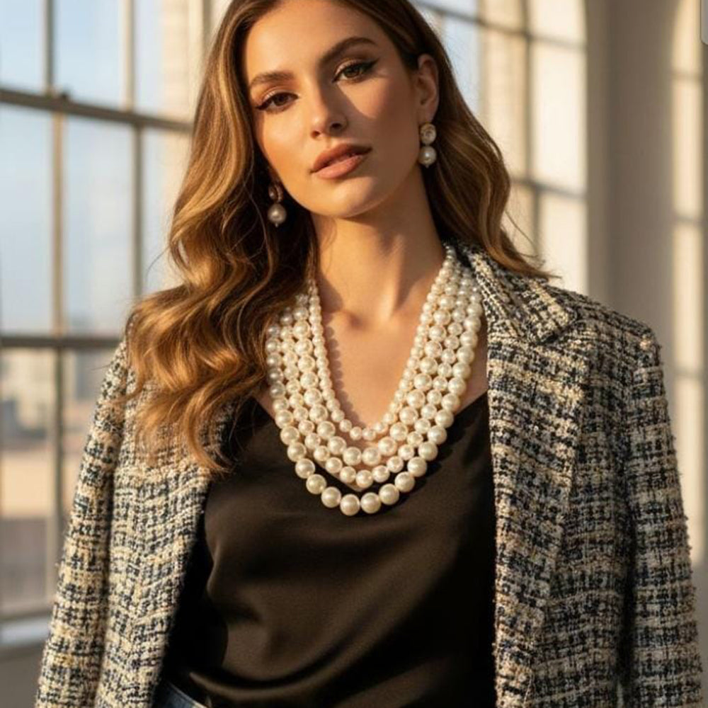 Dhirish International Graceful Pearl Necklace Set