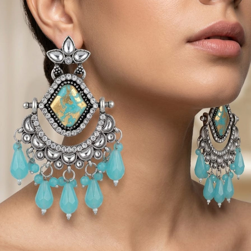 Dhirish International Stylish Kundan Stone And Beads Dangler Earrings