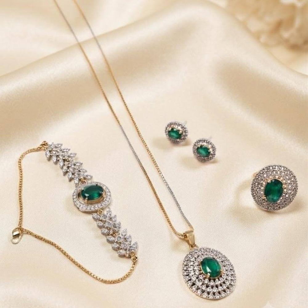 Dhirish International Elegant Ensemble American Diamond Combo Set