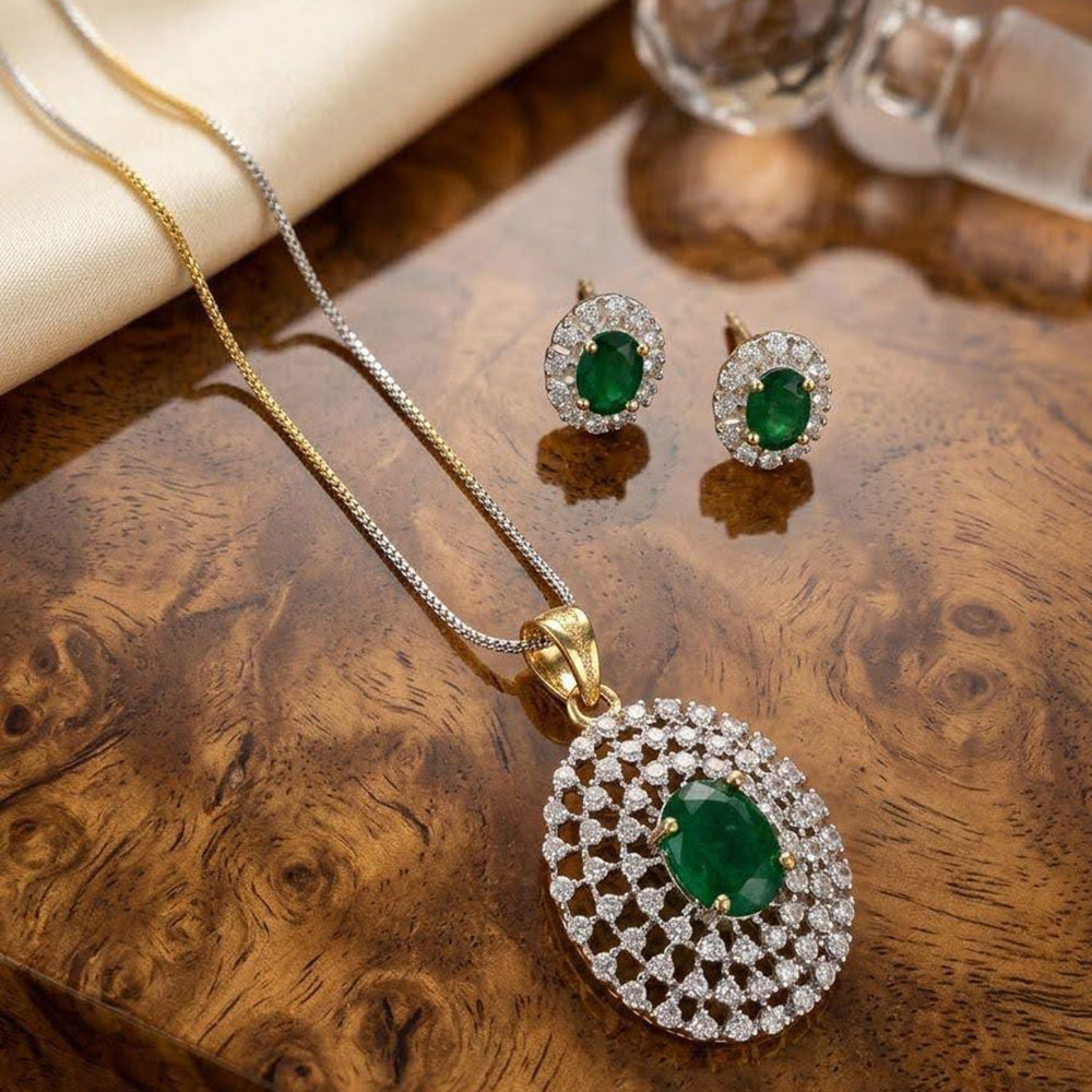 Dhirish International Austrian Stone Chain Pendant Set