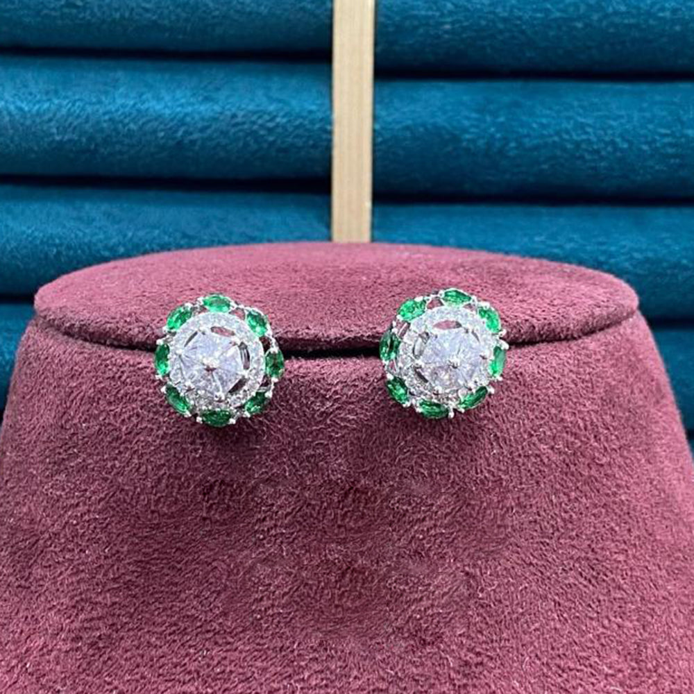 Dhiraj Sales Silver Plated American Diamond Studs Earrings