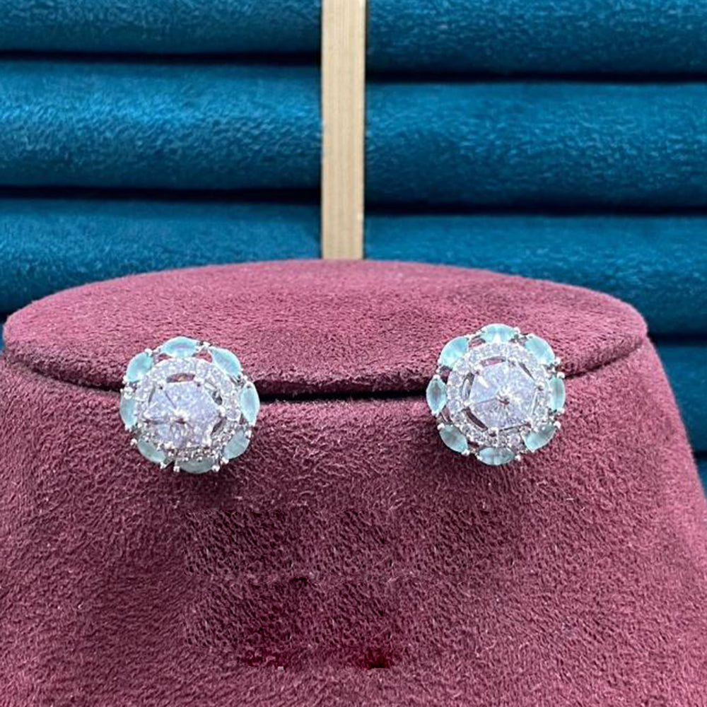 Dhiraj Sales Silver Plated American Diamond Studs Earrings