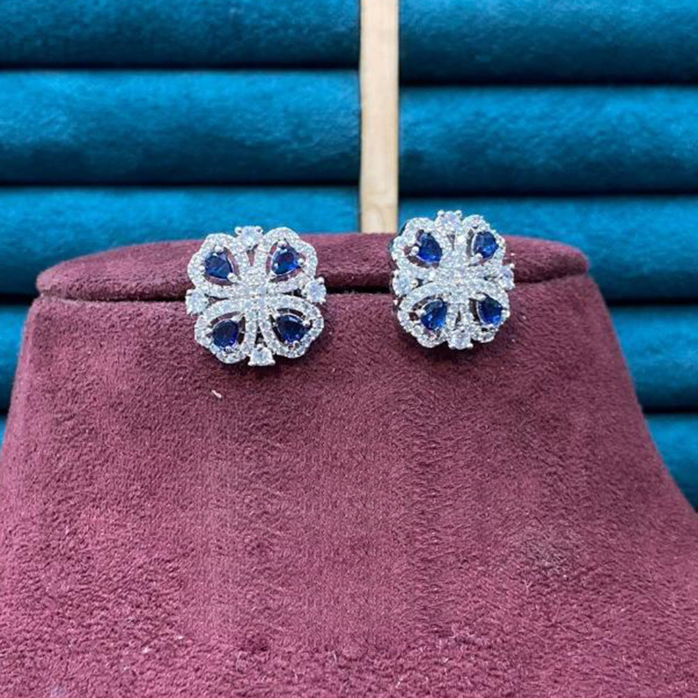 Dhiraj Sales Silver Plated American Diamond Studs Earrings
