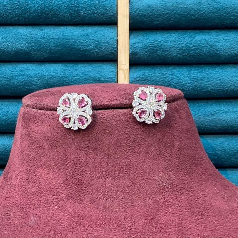 Dhiraj Sales Silver Plated American Diamond Studs Earrings