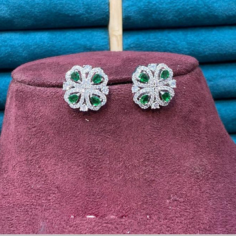 Dhiraj Sales Silver Plated American Diamond Studs Earrings