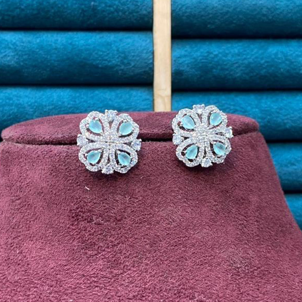 Dhiraj Sales Silver Plated American Diamond Studs Earrings