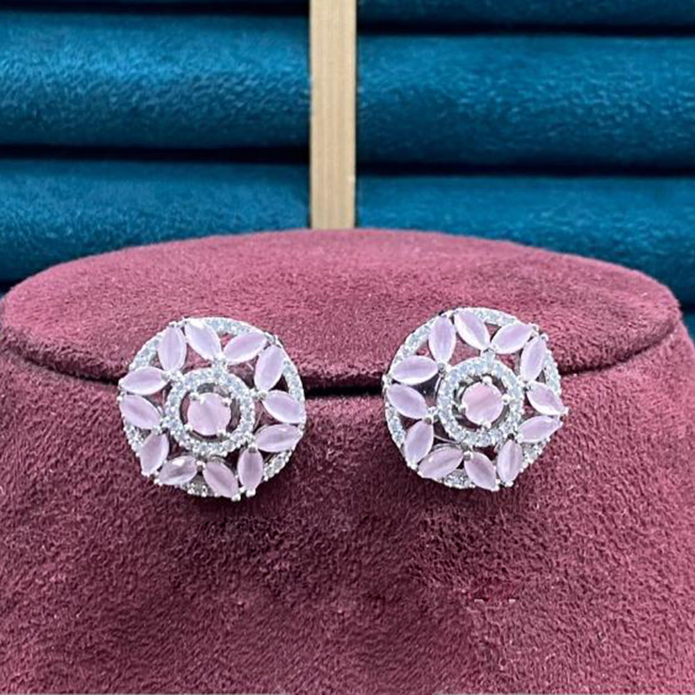 Dhiraj Sales Silver Plated American Diamond Studs Earrings