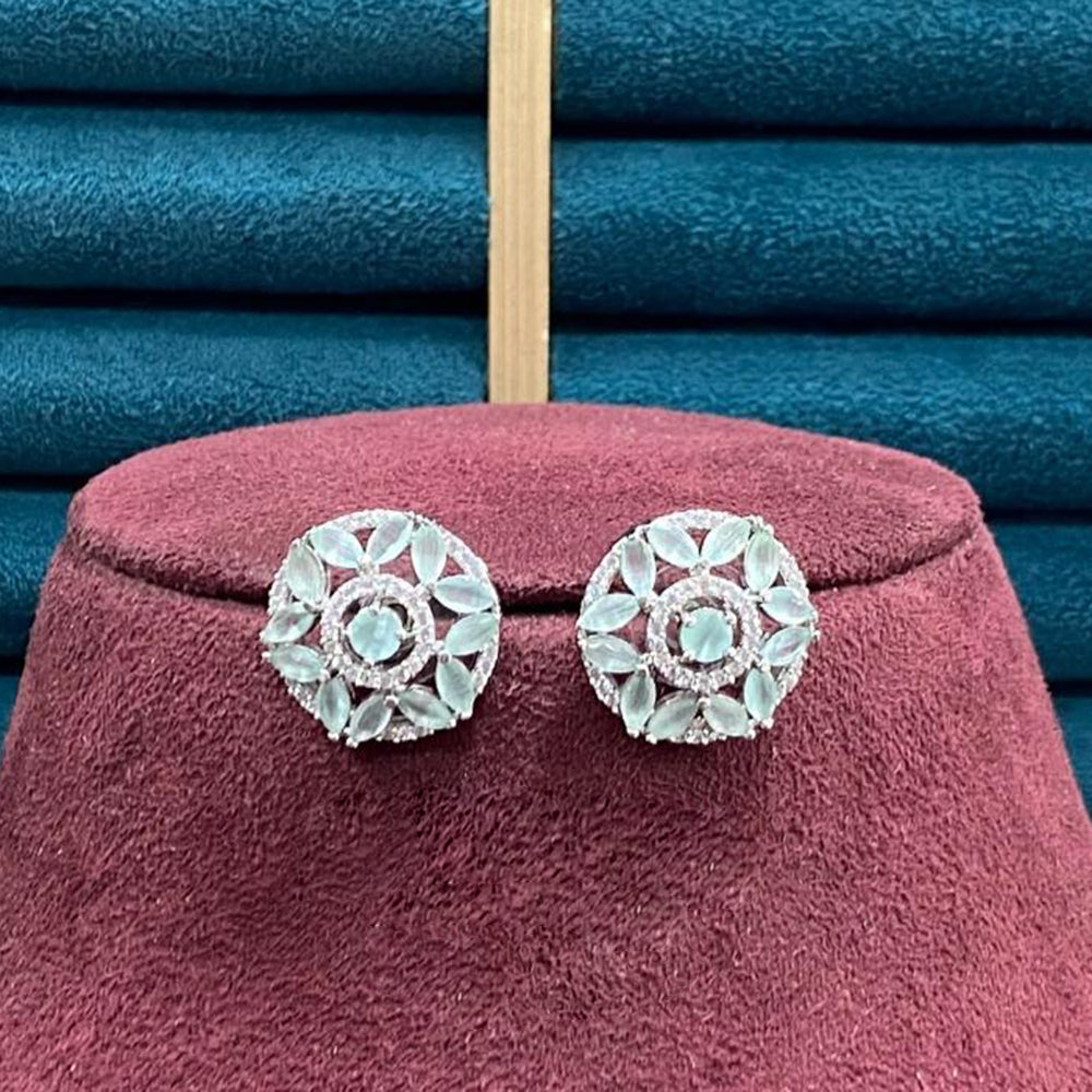 Dhiraj Sales Silver Plated American Diamond Studs Earrings