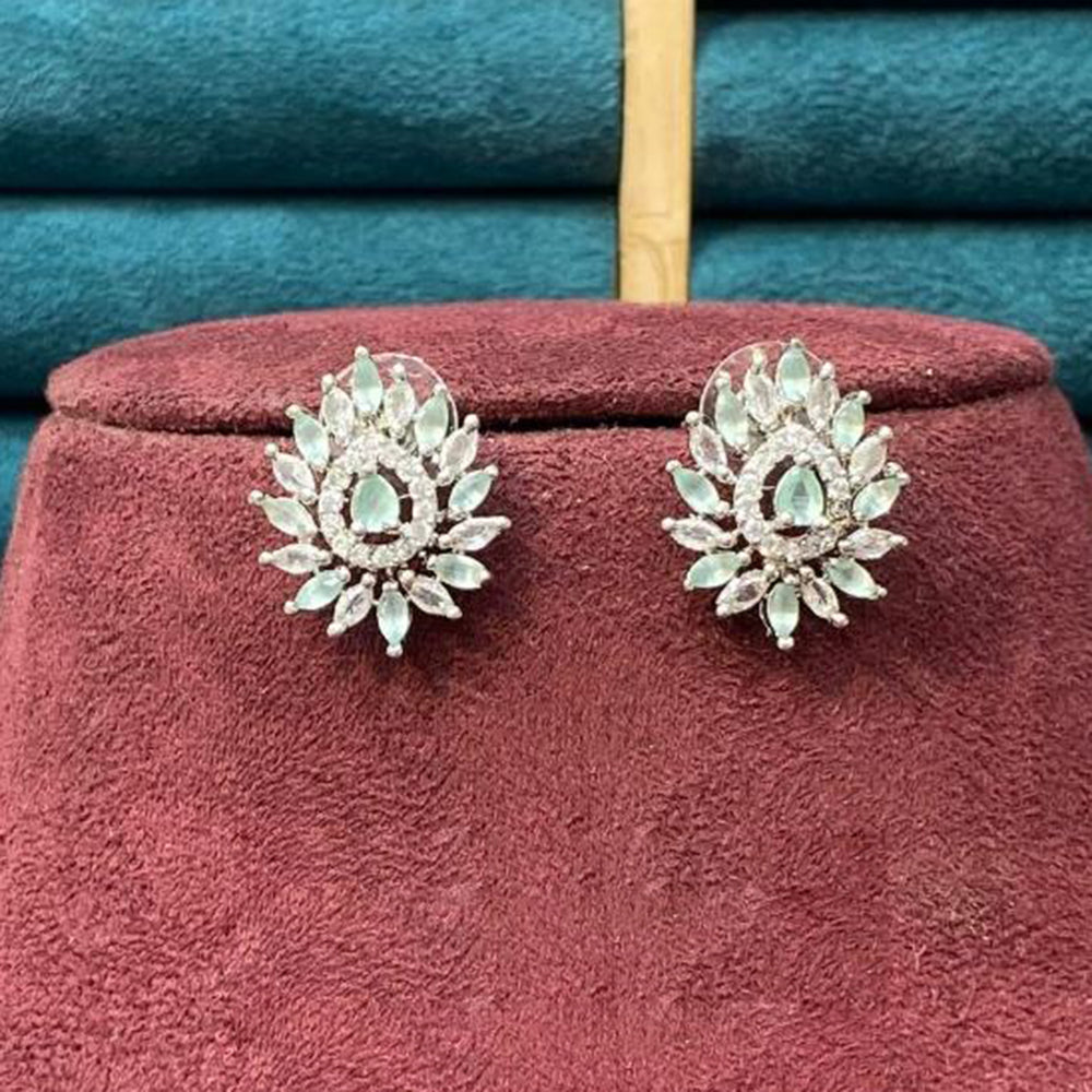Dhiraj Sales Silver Plated American Diamond Studs Earrings