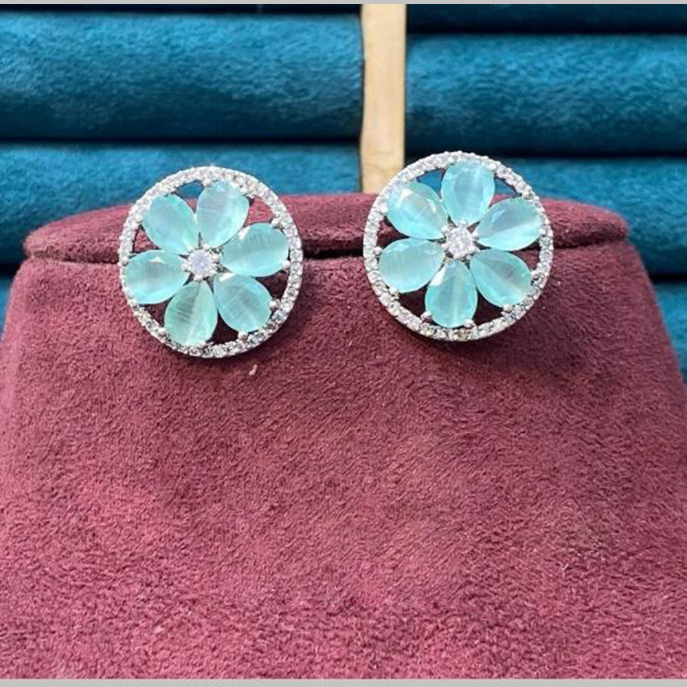 Dhiraj Sales Silver Plated American Diamond Studs Earrings