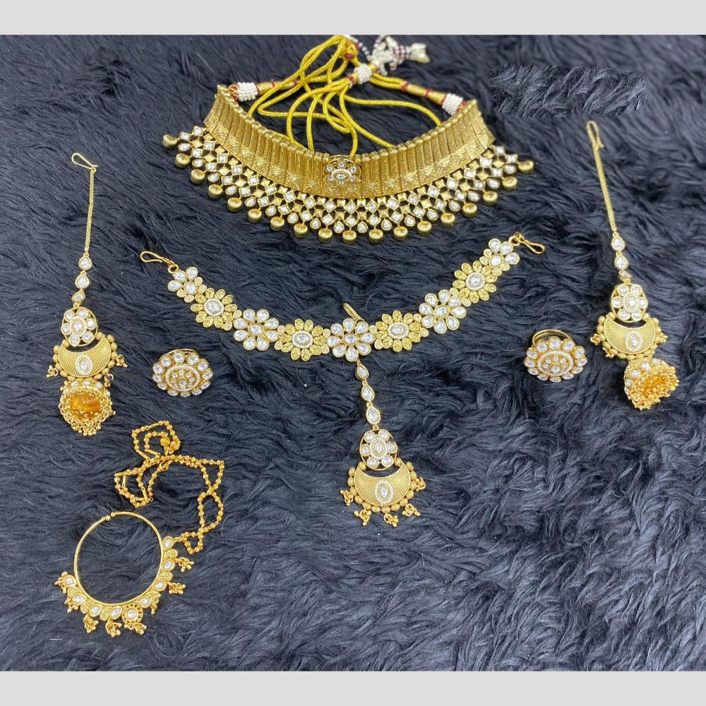Dhiraj Sales Glamorous Kundan Beads Semi Bridal Necklace Set