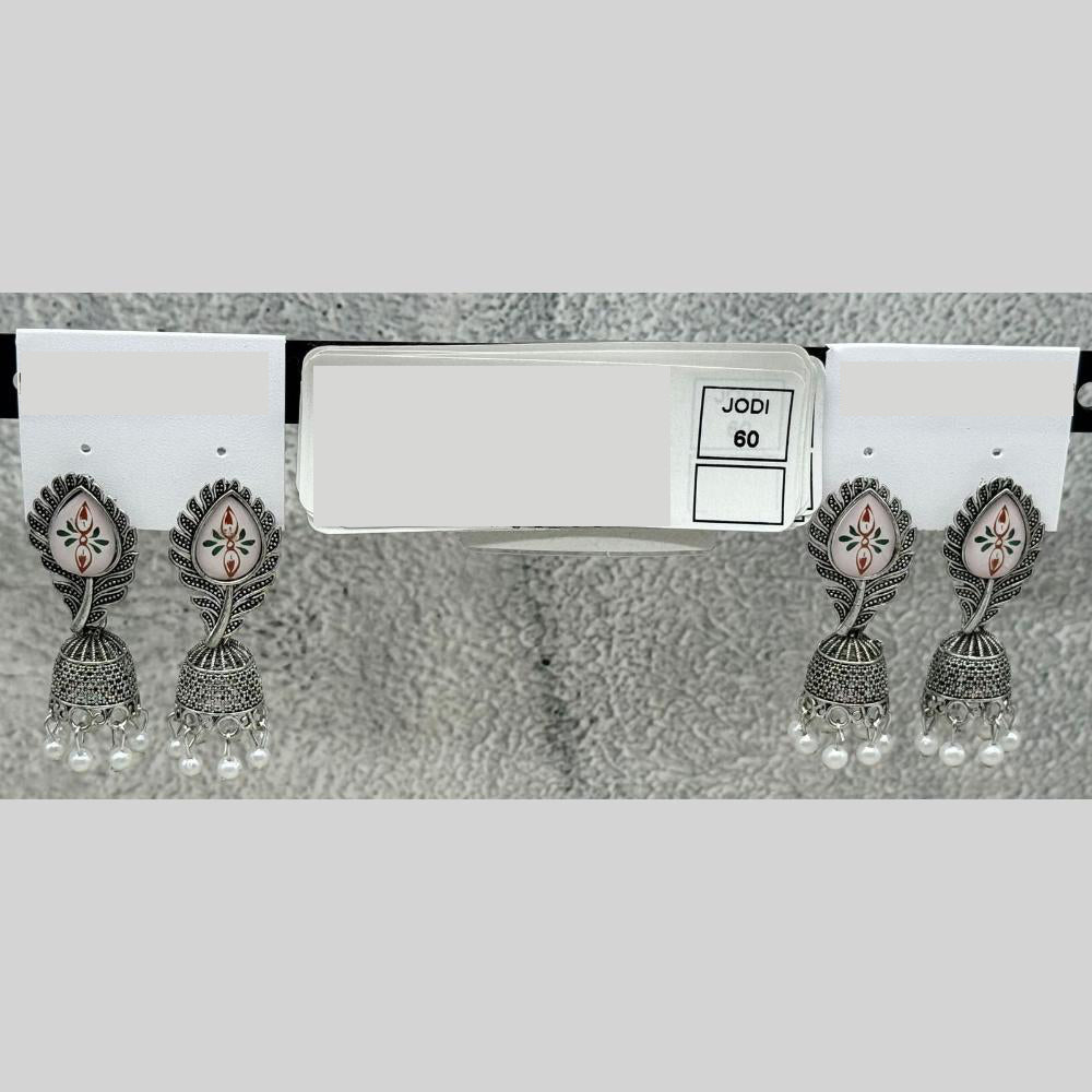 Raj Imitation Oxidised Elegant Pearl Jhumki Earrings (Set of 60)