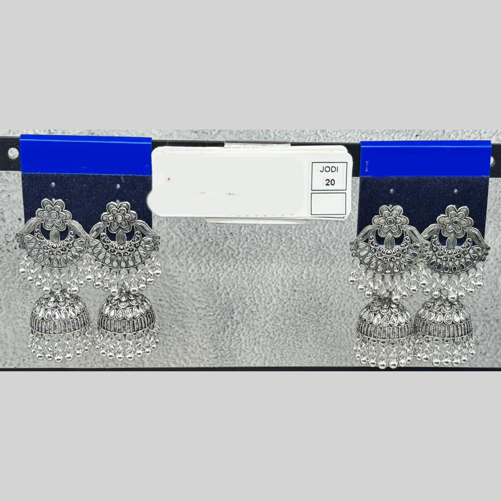 Raj Imitation Oxidised Elegant Pearl Jhumki Earrings (Set of 24)