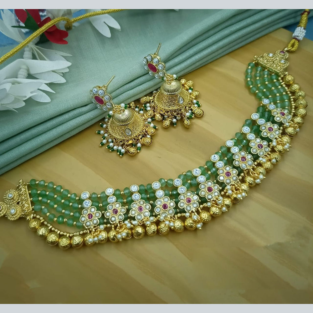 Tanish Art Jewellery Classic Austrian Stone And Pearl With Matching Earrings Necklace Set